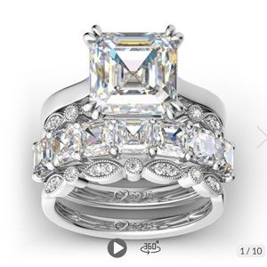 JEULIA 4PC ASSCHER CUT STERLING SILVER RING SET